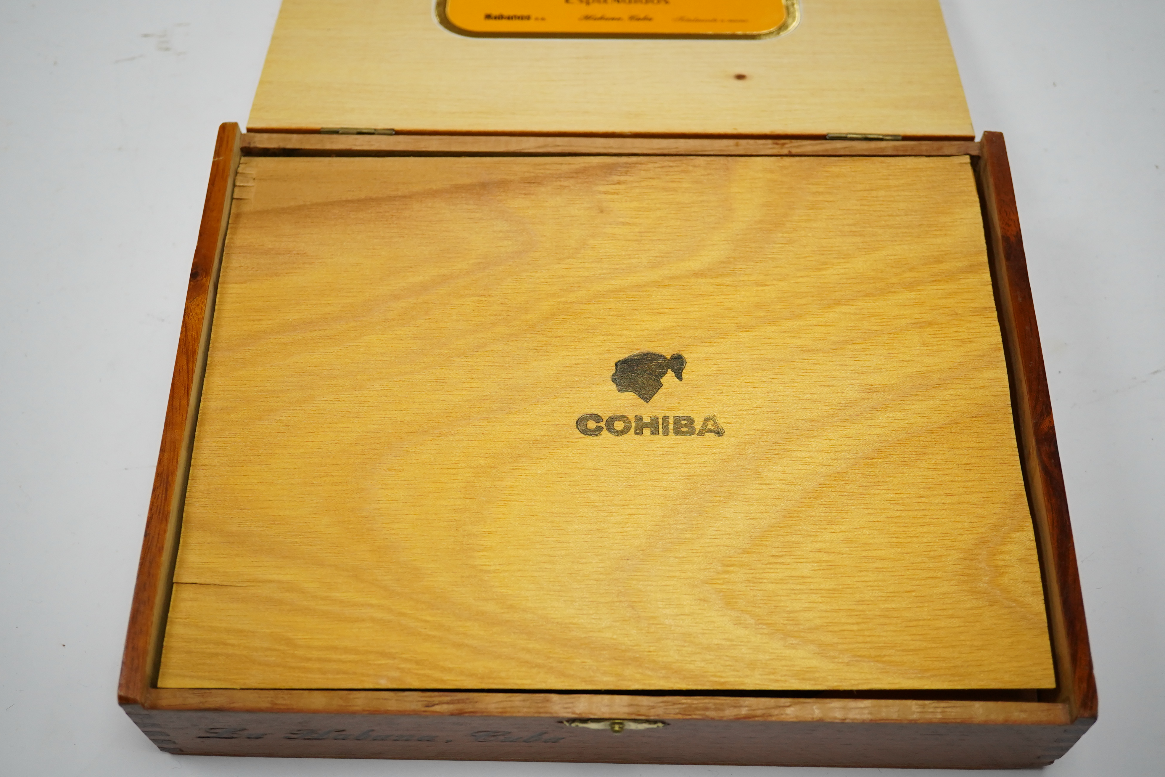 Cased cigars: Cohiba Esplendidos, twenty-one total. Condition - unknown storage